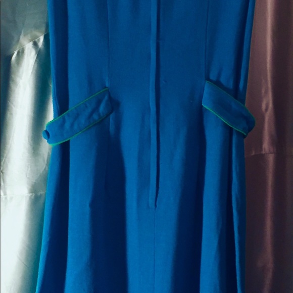 Turquoise and lime green vintage dress - Picture 4 of 5